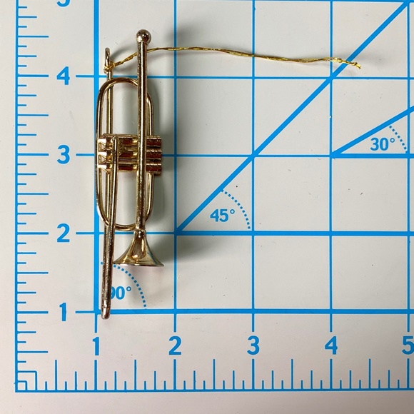 FREE IN A BUNDLE: Trombone ornament, vintage, gold-tone, Christmas, band - Picture 7 of 8